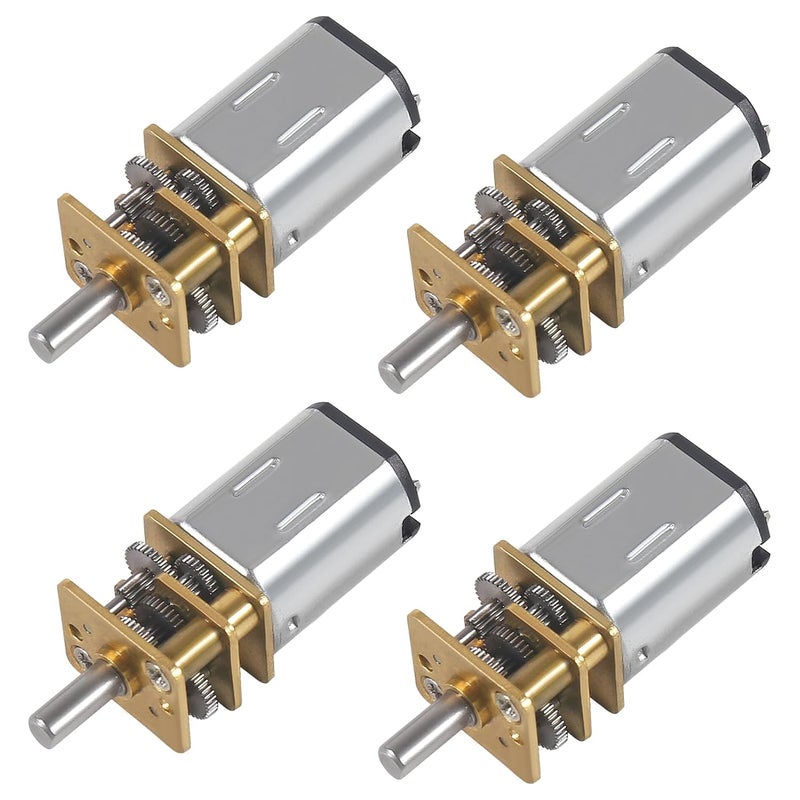 DORHEA 4Pcs DC 6V 60RPM Gear Motor Full Metal Geared Mini Micro Gear with Gearwheel 60RPM N20 Speed Reduction Motor for DIY RC Toys Robort Smart Car Motor - Image 1
